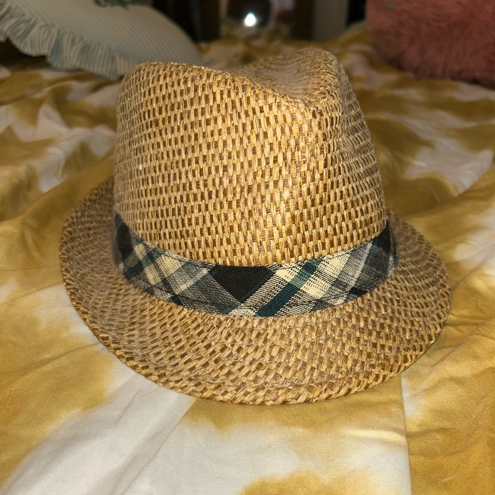 Classic Tan Fedora with Plaid Band